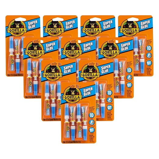 Gorilla Super Glue, Clear Glue, Four 3 Gram Tubes (Pack of 10) - All Purpose and Fast Setting for Projects and Repairs