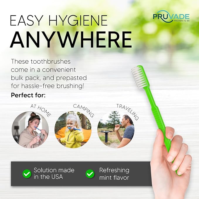 12 Pack Disposable Toothbrushes with Toothpaste - Prepasted Mint | Prepasted Toothbrushes Individually Wrapped | Single Use Waterless Tooth Brush with Soft Bristles for Hotel, Camping, Travel