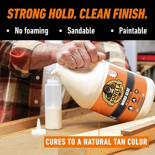 Gorilla Wood Glue Ultimate, Waterproof High‑Strength Wood Glue, Natural Dry Finish, 1 Gallon
