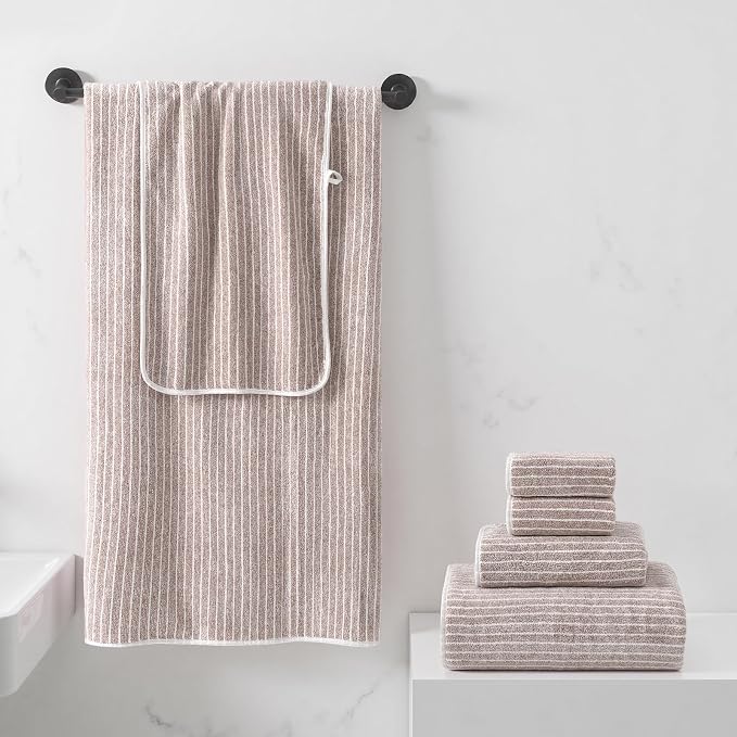 REDKISS 6-Piece Microfiber Bath Towel Set, Ultra Soft, Highly Absorbent & Quick Dry, 35x70 Inch Oversized, Taupe Towels for Bathroom, Spa, Gym, 2 Bath 2 Hand 2 Washcloths