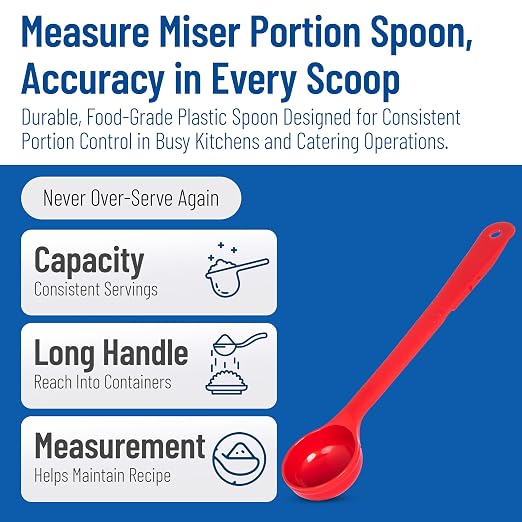 Carlisle FoodService Products Measure Miser Plastic Measuring Spoon with Long Handle, 2 Ounces, Red (Pack of 12)
