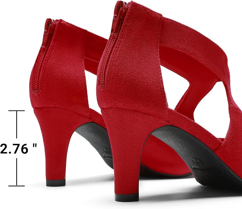 DREAM PAIRS Women's Pumps Closed Pointed Toe Kitten Heels | Elegant Party Dress Shoes with Chic Crisscross Cutouts, 2.76 Inch Heel, and Back Zip for Polished, All-day Secure Strides