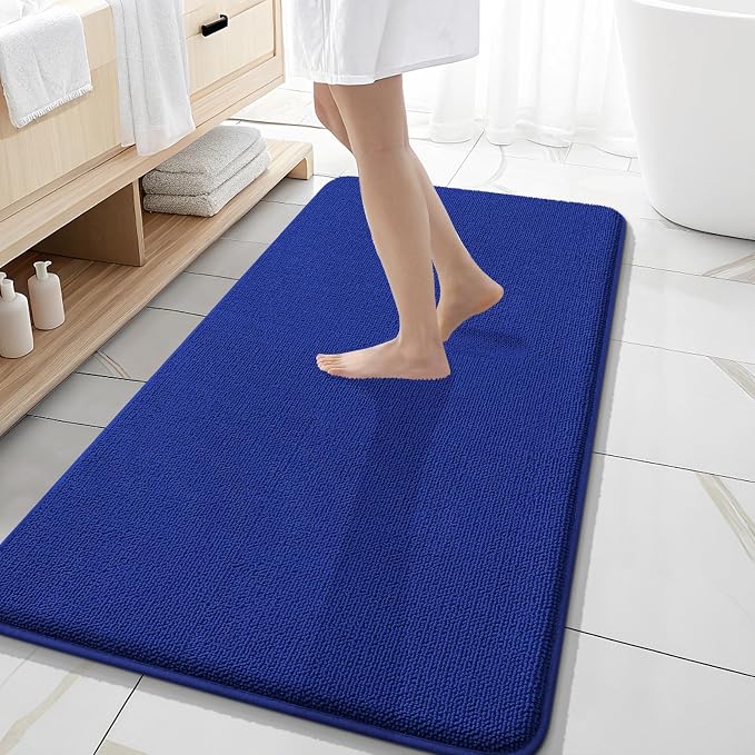 OLANLY Memory Foam Bathroom Runner Rugs 47x20, Long Bath Mats, Royal Blue | Soft Quick Dry Bath Mats, Non-Slip, Absorbent Machine Washable Mat for Bathroom Floor, Tub and Shower, Home Decor Accessories