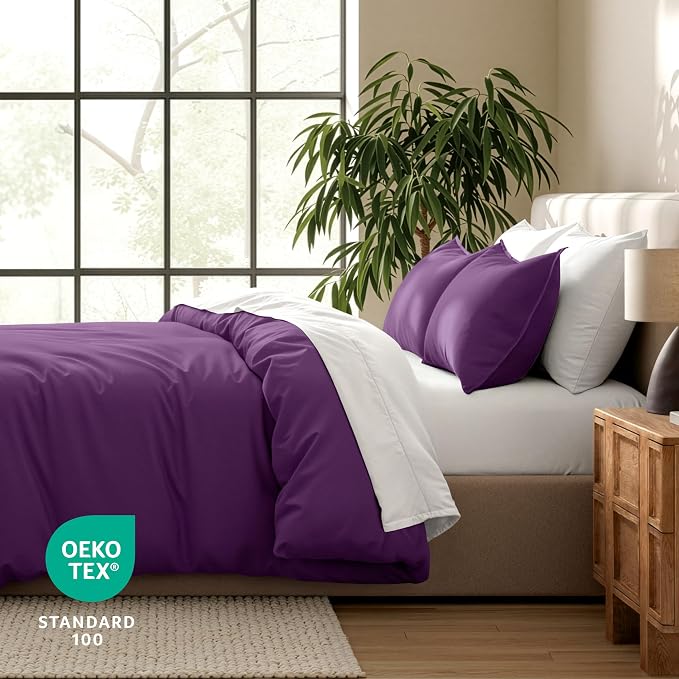 Bare Home Bedding Duvet Cover King Size - Premium 1800 Super Soft Collection - Lightweight, Cooling - Soft Breathable Bedding Duvet Cover (King, Plum)