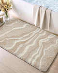 DEXI Bathroom Rug Mat 36x24, Soft and Absorbent Marble Bath Mat, Non Slip Machine Washable Bath Rugs for Shower Floor, Tub, Sink, Beige
