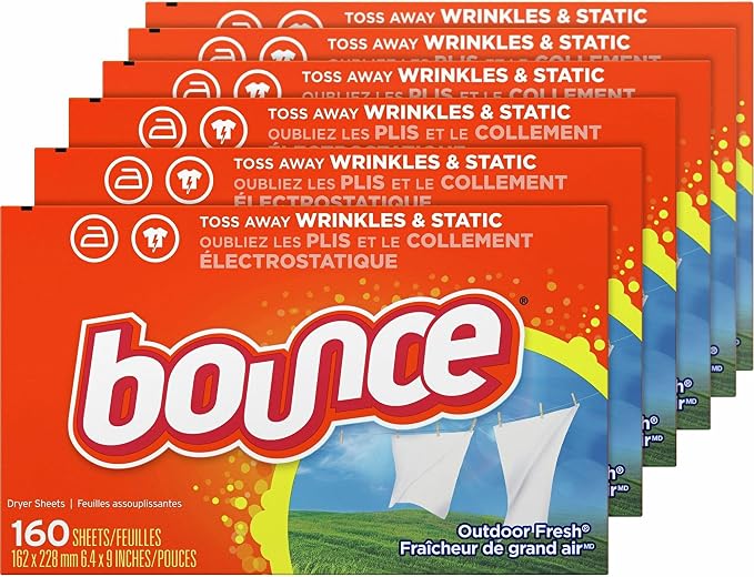 Bounce Dryer Sheets, Outdoor Fresh Scent, Orange, 160 Sheets Per Box, Carton Of 6 Boxes