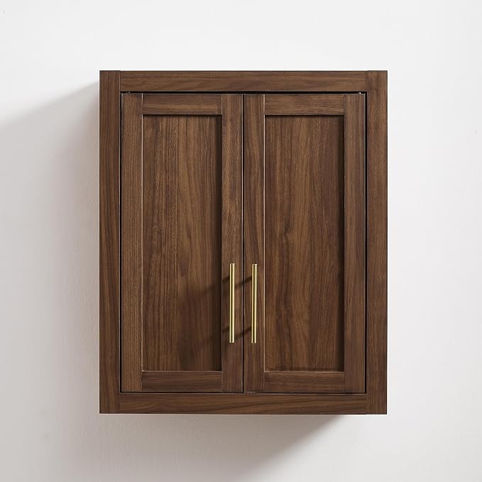 Crosley Furniture Savannah Wall Mounted Bathroom Storage Medicine Cabinet with Shelves, Walnut
