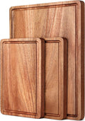 Acacia Wood Cutting Boards Set 3-Piece with Juice Groove & Handles | Charcuterie Chopping Board for Kitchen Meat Cheese Fruits Vegetables Heavy Duty Slip Solid Thick Gift