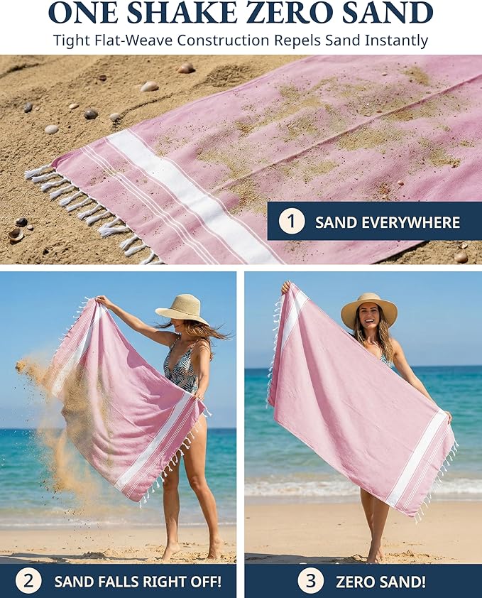 LANE LINEN Beach Towel 2 Pack, Beach Towels Oversized, Soft - Cashmere Rose | Pre-Washed Large Beach Towels - 39"x71", Vacation Essential - Machine Washable, Travel & Camping - Reinforced Hems, Durable