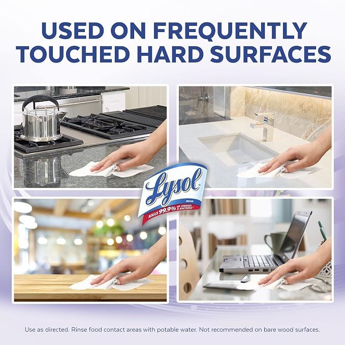 LYSOL Disinfecting Wipes, All Purpose Cleaner, Multi-Surface Antibacterial Cleaning Wipes, Household Cleaning Supplies, Dorm Essentials, Early Morning Breeze Scent, 80 ct.