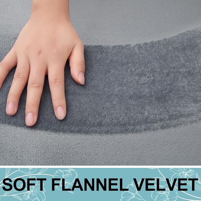 Smiry Memory Foam Toilet Rugs U-Shaped 20x20, Extra Soft Absorbent Non-Slip Contour Bathroom Rugs, Machine Washable Bath Mats for Toilet, Dark Grey
