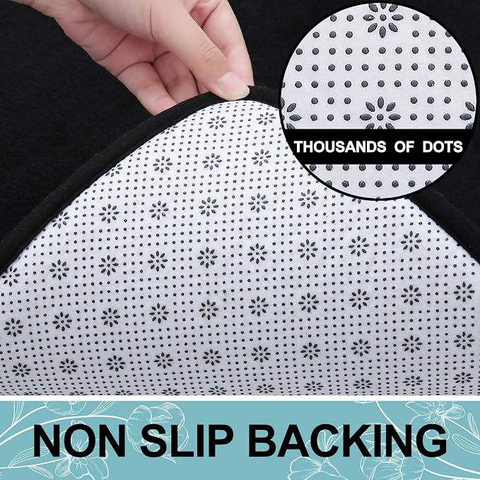 Smiry Memory Foam Bath Mat 47x32, Extra Soft and Absorbent Bathroom Mats, Non Slip Washable Carpet for Floor, Shower and Tub, Black