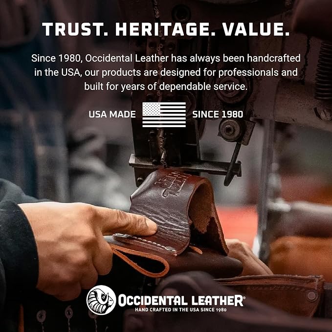 Occidental Leather Tape & Knife Holder - Holds Utility Knife, 2 Pencils & 35’ Tape or 25’ FatMax Holder for Chalk Lines - Made in USA