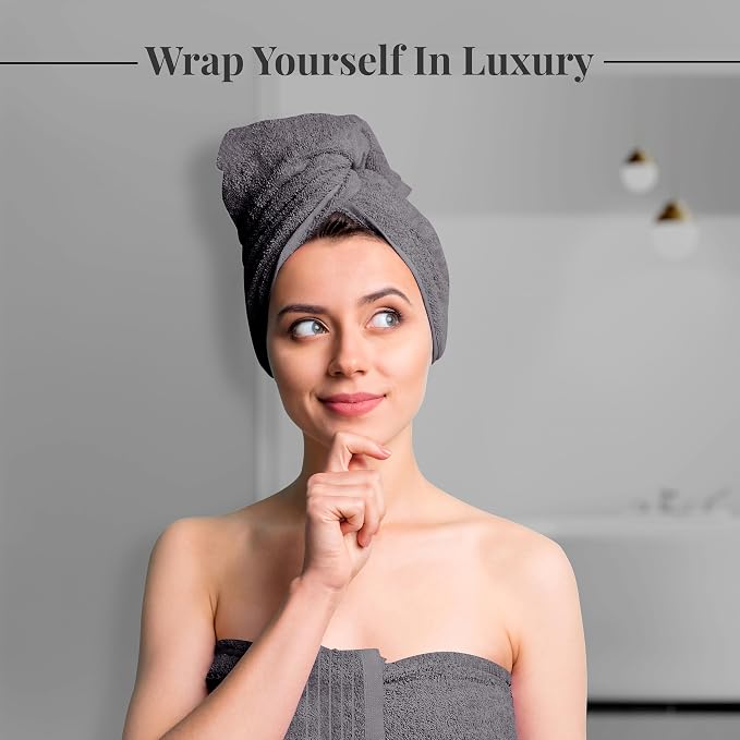Tens Towels 8 Piece Towel Set, 2 XL Bath, 2 Hand, 4 Washcloth, Dark Grey | 100% Cotton, Lighter Weight, Quicker to Dry, Super Absorbent, Perfect for Bathroom