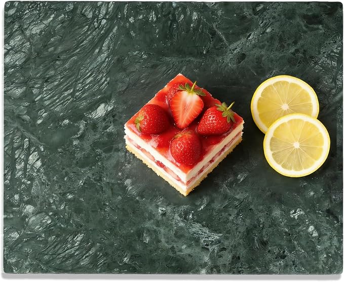 Marble Cutting Board for Kitchen 20×16 Inch green | Natural stone, 0.59" thick, non-slip feet, stay cool for dough/butter, ideal for pastry, cheese, charcuterie, pizza, bread