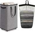 Goodpick 75L Rolling Laundry Basket, Large Laundry Hamper with Handles and Removable Wash Bag, Space Saving for Laundry Room, Light Grey
