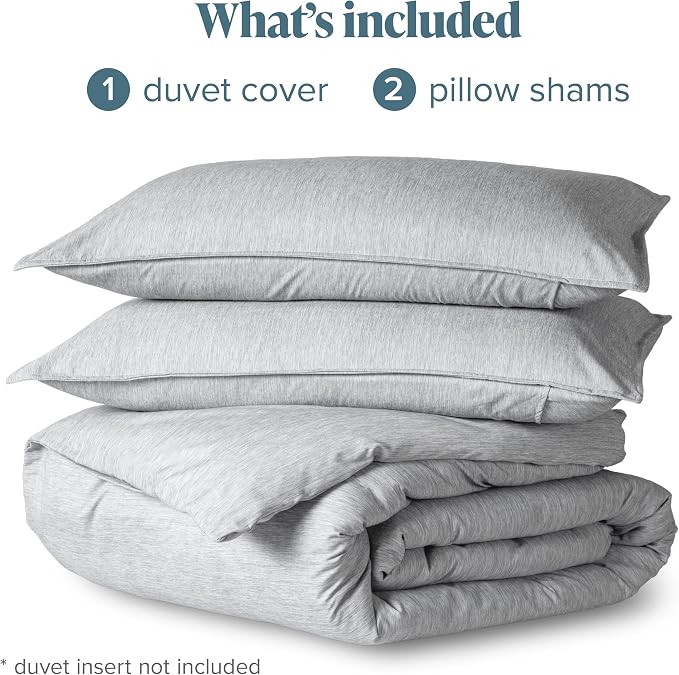 Bare Home Bedding Duvet Cover Full Size - Premium 1800 Super Soft Collection - Lightweight, Duvet Cover - Soft Textured Bedding (Full, Heathered Pewter)