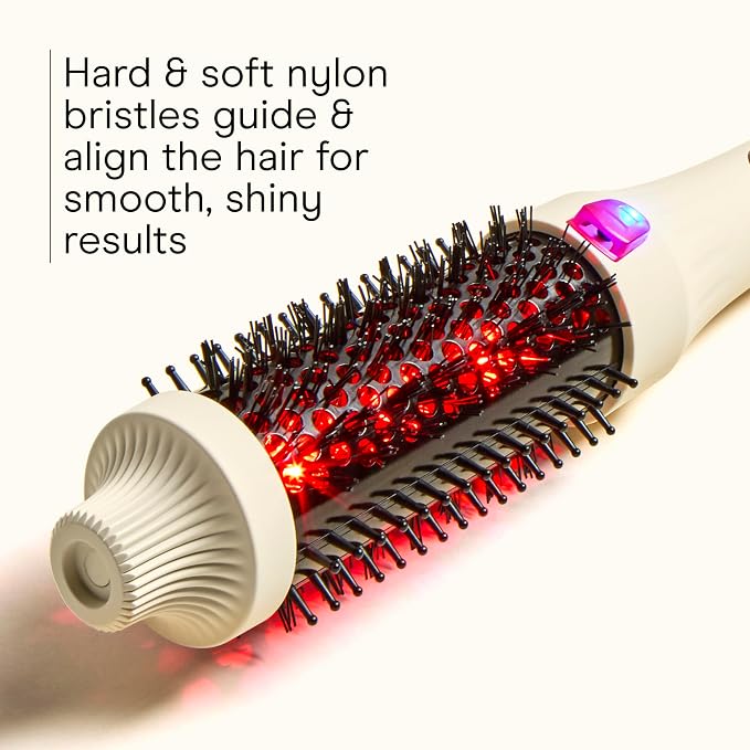 Infiniti PRO CONAIR 1.5 Inch Infrared Thermal Brush - Ionic Heated Hair Styler with 4 Heat Settings up to 400°F, Ceramic Barrel for Volume and Curls, Digital Hot Brush, White