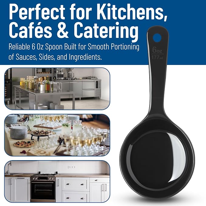 Carlisle FoodService Products 493003 Measure Miser Solid Short Handle Measuring Spoon, 6 Ounces, Black (Pack of 12)
