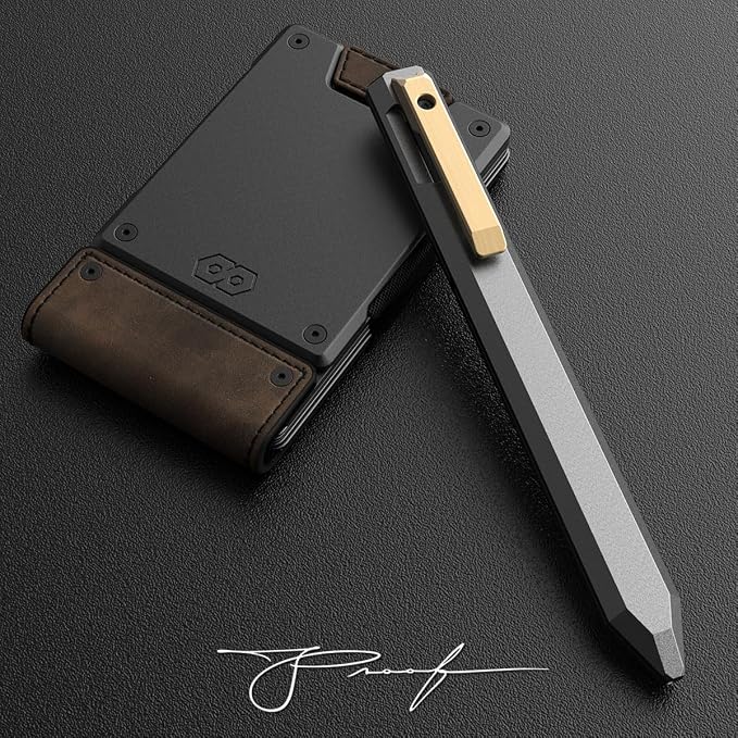 PROOF Bolt-Action Ballpoint Pen, Machined Aircraft Grade Aluminum, 0.7mm Medium Point, Black Ink, Heavy Duty