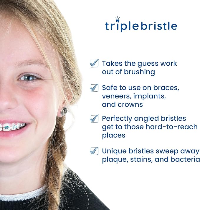 Triple Bristle Kids Sonic Three Sided Toothbrush, 1 Pack | Clean Teeth and Gums, Dentist Created and Approved, Fun Sticker Rewards, Rechargeable