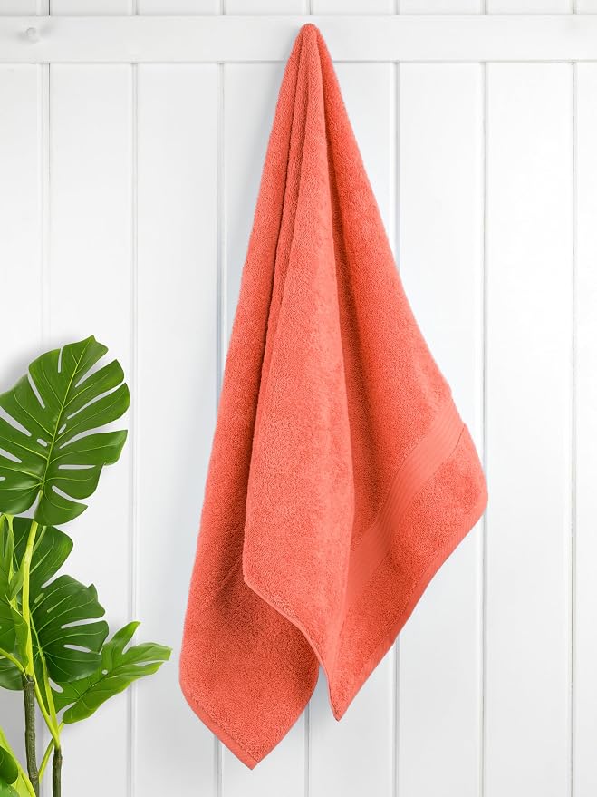 Cotton Paradise 100% Cotton Turkish Towel Set, Soft Absorbent Quick Dry, 4 Piece Bath Towel Set, Coral