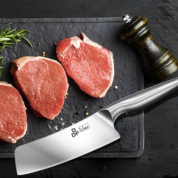 Nakiri Kitchen Knife, Chef's Knife In Japanese Stainless Steel Professional Cooking Knives, Non-slip Ultra Sharp Knife with Ergonomic Handle | Professional Chef Knife with Ergonomic Hollow Handle, Japanese Kitchen Knife, Silver