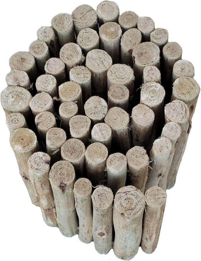 Forever Bamboo Natural Eucalyptus Wood Solid Log for Landscaping Edging Lawn Garden Fence Borders 72 in L x 12 in H x 1.25 in D