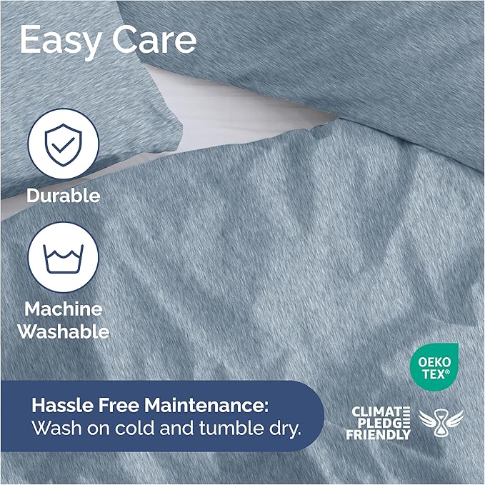 Duvet Cover Cal King Size Set - Extra Soft Cal King Duvet Cover 104" x 98" with 2 Pillow Shams for Women, Men, Kids & Teens - Comfy, Breathable, Hotel Luxury w/ Zipper Closures & Ties (Heathered Blue)