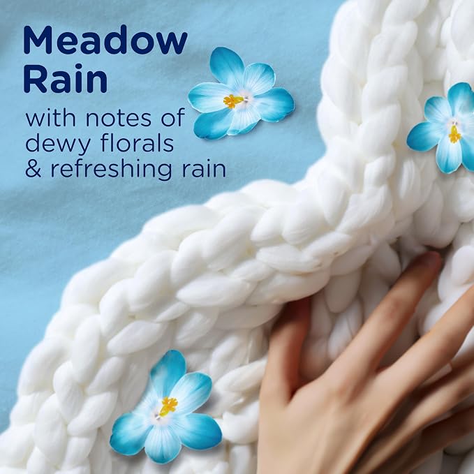 Downy Blends In Wash Laundry Scent Booster Beads, Meadow Rain Scent, 24.5 OZ, Fabric Softener Beads And Freshness (Pack of 4)