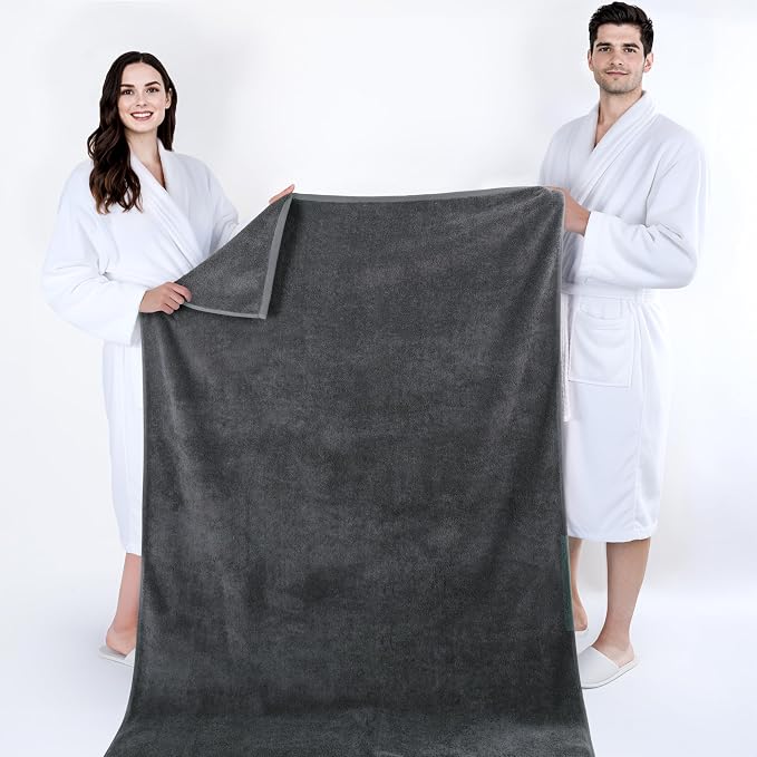 Cotton Paradise 100% Cotton Turkish Towel, Soft Absorbent Quick Dry, 40x80 Oversized Bath Sheet Towel, Dark Gray
