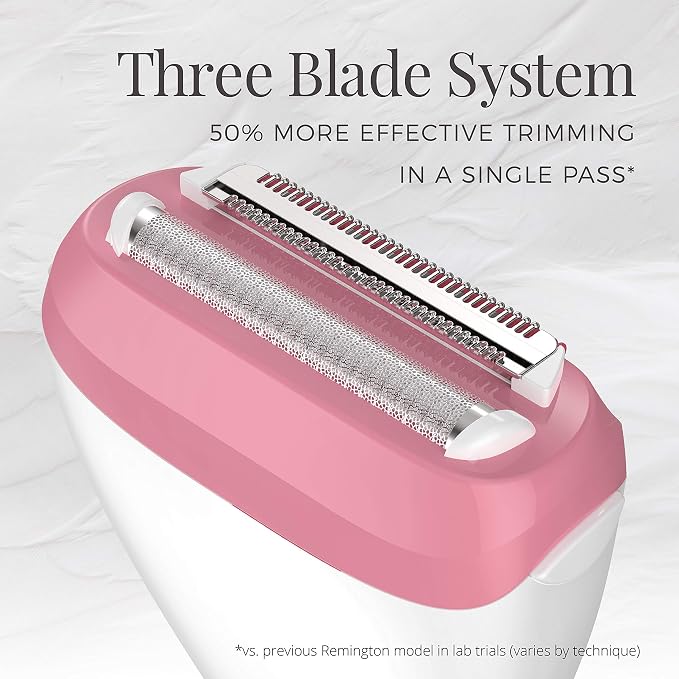 Remington WDF4821US Smooth & Silky Electric Shaver for Women, 3-Blade Cordless Foil Shaver and Bikini Trimmer for Wet or Dry Use, Pink | Cordless Design for Easy Use, Hypoallergenic Foil Blades for Sensitive Skin, 100% Waterproof for Wet or Dry Use