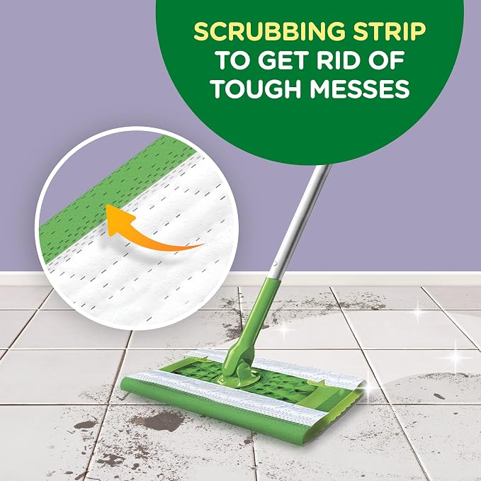 Swiffer Sweeper Wet Mopping Cloths, Mop and Broom Floor Cleaner Refills, Open Window Fresh Scent 24-Count (Pack of 6) (Packaging May Vary)