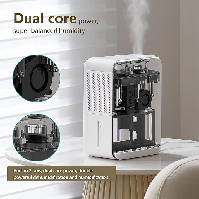 4 in1 Dehumidifier Humidifier Air Purifier with Aroma Diffuser Combo | Quiet Operation≤25db Automatic Humidity Control Replaceable Filter Combined Humidifying and Dehumidifying For Home Bedroom