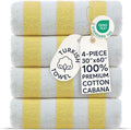 Chakir Turkish Linens Premium Quality 100% Cotton Turkish Cabana Thick Stripe Pool Beach Towels 4-Pack (Yellow, 30x60 Inch)