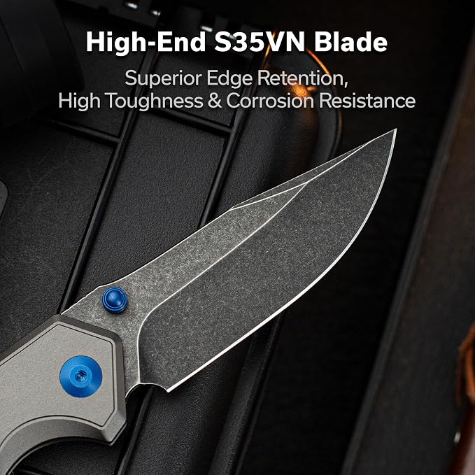 CIVIVI Elite Brova Folding Pocket Knife, 3.41" S35VN Blade, Top Liner Lock | Ergonomic Stylish Aluminum Handle, Reversible Clip, EDC Knife CE25093-1