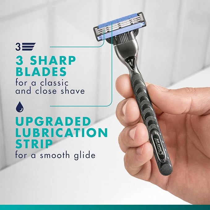 Gillette Mach3 Razor Refills for Men, 8 Razor Blade Refills