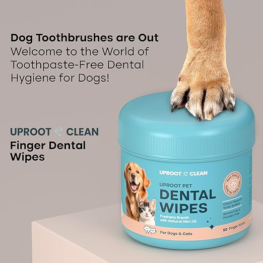 Uproot Cleaner Pro Pet Hair Remover & Dental Finger Wipes Set: The Ultimate Pet Hair Removal Tool for Non-Knit Surfaces & Cat and Dog Teeth Cleaning Wipes for Plaque, Tartar, & Breath