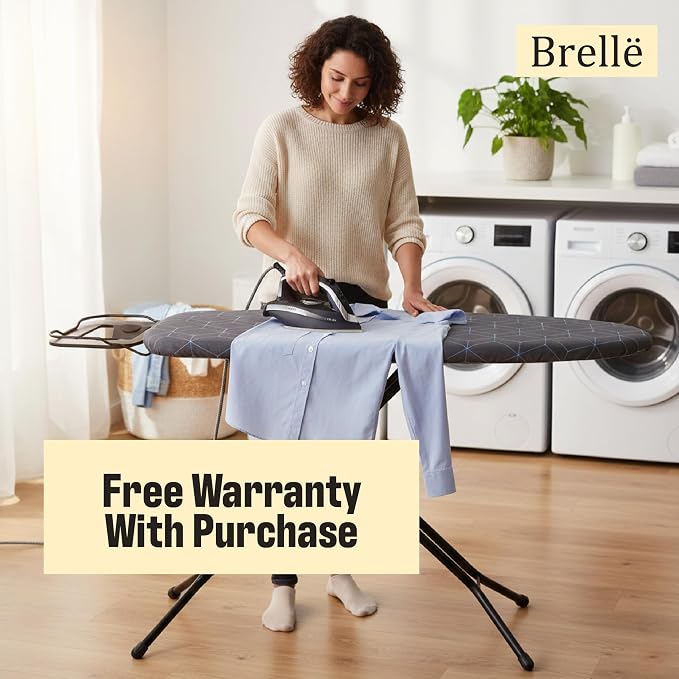 Ironing Board with Iron Rest – 45 x 13 Inch Full Size Foldable Board – Adjustable Height Steel Mesh Surface – Gray Padded Cotton Cover