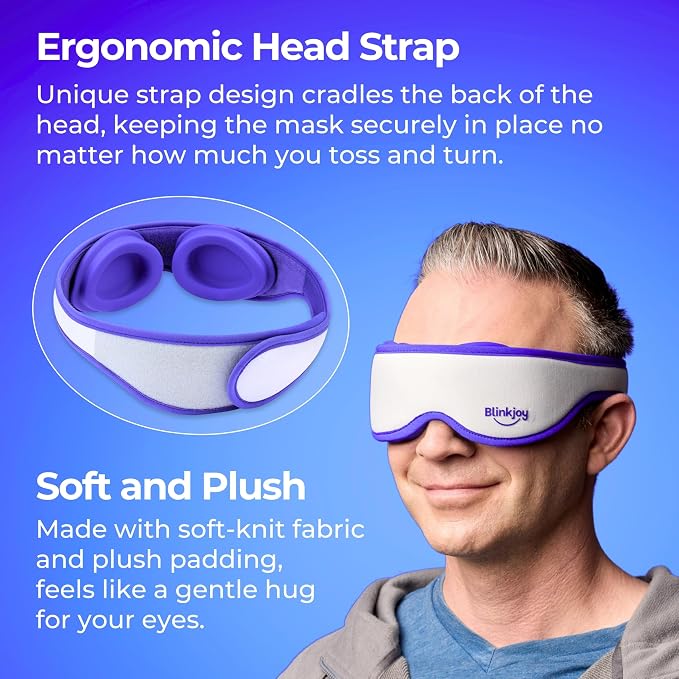 Blinkjoy Hydrating Sleep Mask for Dry Eye Relief – Moisture-Sealing Blackout Eye Mask Protects from Dust & Drafts, Preserves Eye Drops & Ointment, Lightweight (2nd Gen)