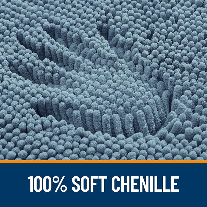 OLANLY Large Bathroom Rugs 50x30, Extra Soft Absorbent Chenille Bath Rugs, Rubber Backing Quick Dry, Machine Washable Bath Mats for Bathroom Floor, Tub and Shower, Home Decor Accessories, Airy Blue