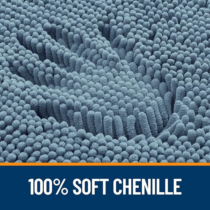 OLANLY Small Bathroom Rugs 24x16, Extra Soft Absorbent Chenille Bath Rugs, Rubber Backing Quick Dry, Machine Washable Bath Mats for Bathroom Floor, Tub and Shower, Home Decor Accessories, Airy Blue