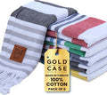 Gold CASE Turkish Hand Towels for Bathroom Set of 6 – 20 x 40'' – 100% Cotton Bathroom Hand Towels – OLYMPOS Towel for Spa, Face, Tea & Dishcloth – Decorative Cloth – Multi 2
