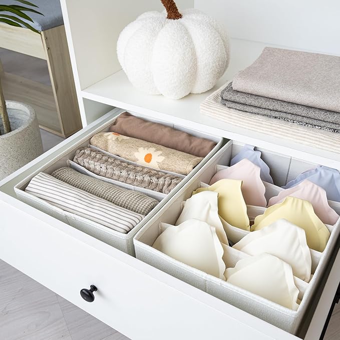 GRANNY SAYS Jean Organizer for Closet, Clothes Drawer Organizer, Pants Organizer, Wardrobe Clothes Organizers, Clothes Storage Bins, Drawers for Sweater, T Shirt, Beige, 6-Pack