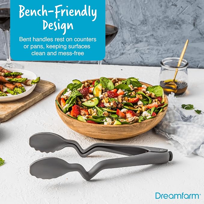 Dreamfarm Clongs Lite 10.5 Inch Tongs - BlackGrey, Set of 2
