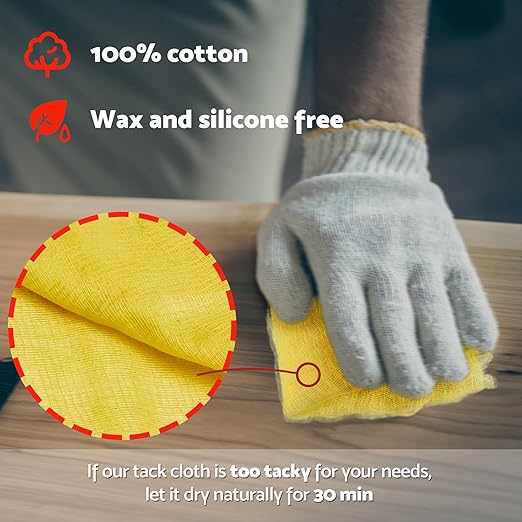 S&F STEAD & FAST Painters Tack Cloth for Woodworking, Painting, Sticky, Anti-Static Tack Rags for Automotive, Sanding, Cleaning, Dusting, Staining, Wax and Silicone Free, 18 x 36 Inches Dust Cloths