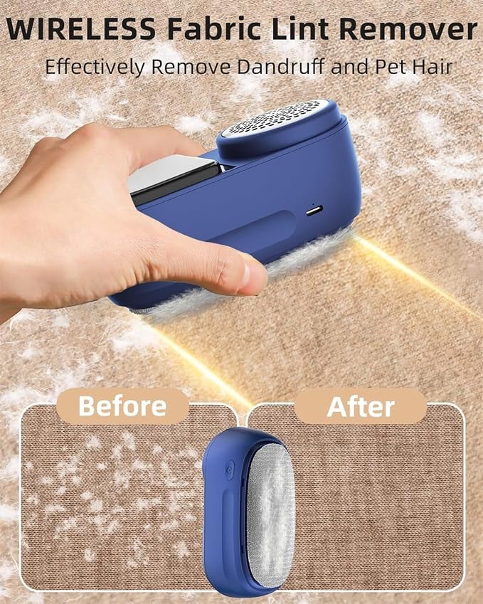 Fabric Shaver Lint Remover and Lint Brush Rechargeable, 2600mAh Portable Sweater Defuzzer Lint Shaver, 2-Speed Adjustment, Removes Lint, Pill, & Fuzz (Color : Blue)