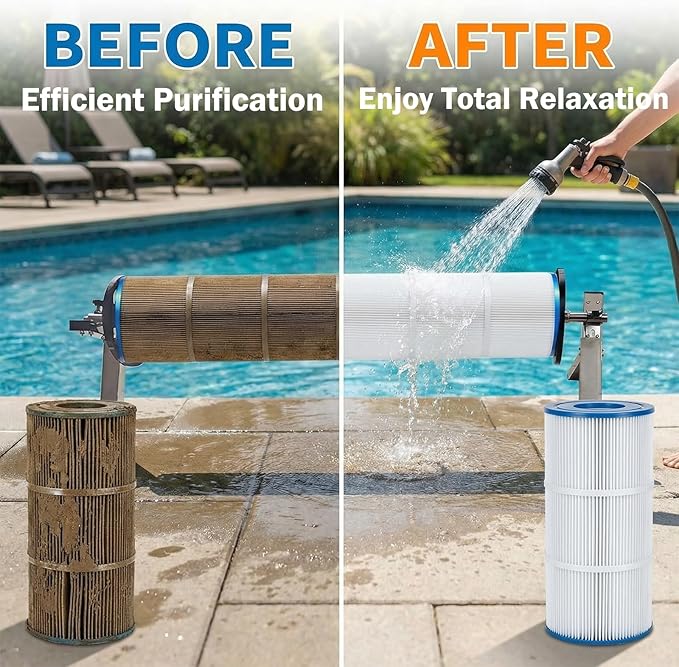 Pool Filter Cleaning Stand,Stainless Steel Pool Cartridge Filter Cleaner,360°Free Spinning Pool Cartridge Filter Cleaner for 3, 4 or 6 Inch Filters Up to 40",Cleaning Stand for Pools,Spas & Hot Tubs