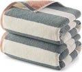 REDKISS 2 Pack Extra Large Striped Bath Towels, 31 x 63 Inches, 100% Cotton, Larger & Quicker to Dry, Super Soft and Highly Absorbent Towel, Perfect for Bathroom, Grey