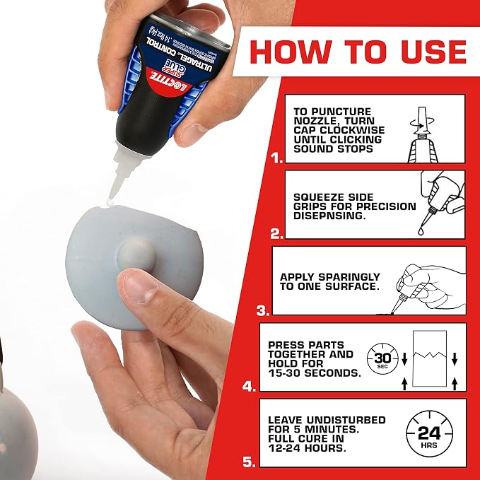 Loctite Super Glue Ultra Gel Control, Clear, 0.14 fl oz Bottle, 2 Pack - Superglue for Plastic, Wood, Metal, Crafts & Repair, Cyanoacrylate Adhesive Instant Glue, Quick Dry